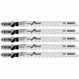 Bosch T101BR 5 pc. 4 in. 10 TPI Reverse Pitch Clean for Wood T-Shank Jig Saw Blades