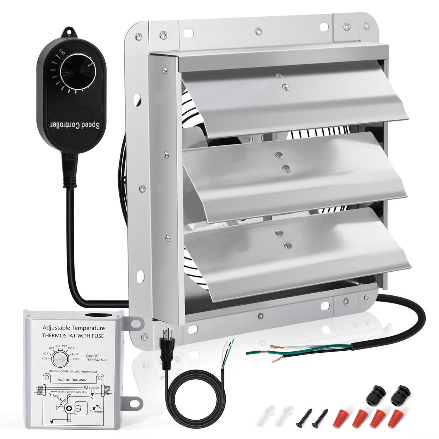Criditpid 7 Inch Shutter Exhaust Fan, 760 CFM High Speed Wall Mounted ...