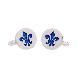 Fleur De Lis Design Blue Cufflinks in Gift Box - Onyx-Art London CK908