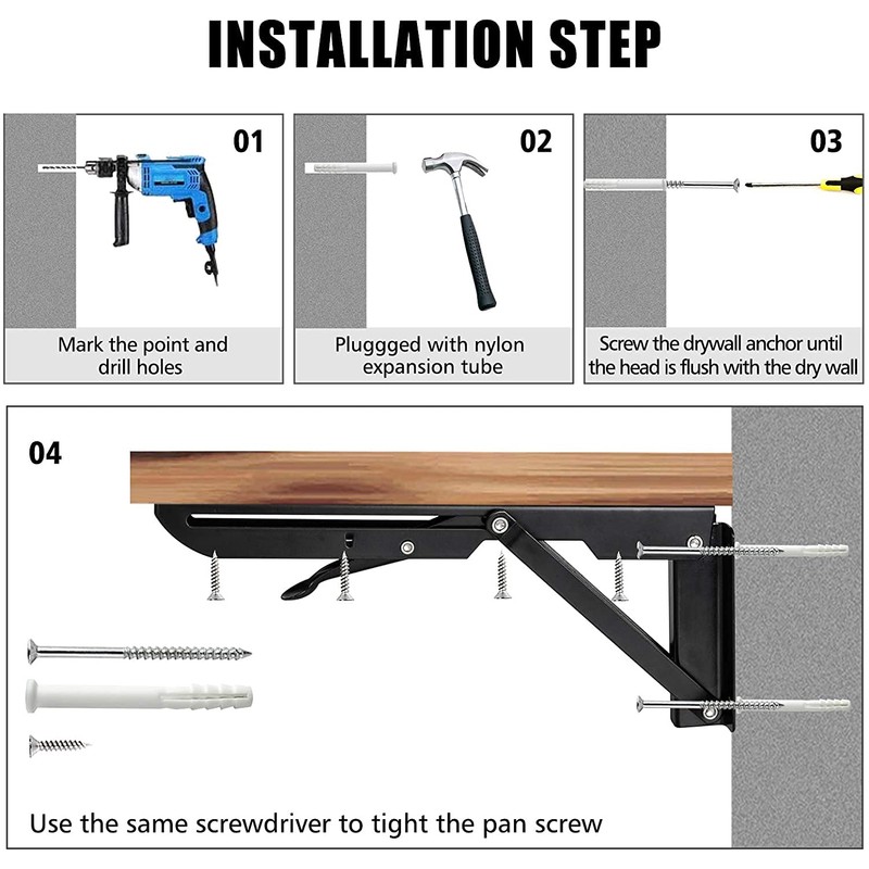 AUTOHJ Folding Shelf Brackets - 20 Inch 2 Pcs Heavy