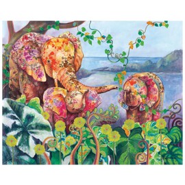 Culzzles Elephant Bliss 750 Piece Multicultural Premium Jigsaw Puzzle Asian Fine Art Mother His Hers Gifts