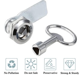 Litensch Locking of the Electricity Meter Box, Gas Meter Box Lock with Triangle Key, Mailbox Lock, Switch Cabinet Lock, Cam Lock with Thread, Cabinet, Furniture Lock (Silver, Pack of 1)