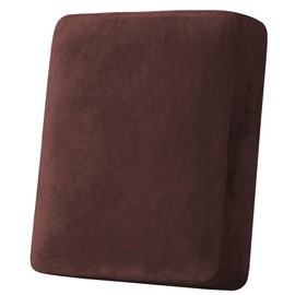 H.VERSAILTEX Velvet Stretch Couch Cushion Cover Plush Cushion Slipcover for Chair Cushion Furniture Protector Seat Cushion Sofa Cover (1 Piece Armchair Cushion Covers, Brown)