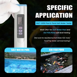 usvehj SALT-3050 Digital Salinity Tester, for Pool & Pond Salt Water Tester, Waterproof IP65 Meter, SALT3050 Salt 3050 Digital Salinity PPM Temperature Tester for Salt Water Pool & Koi Fish Pond