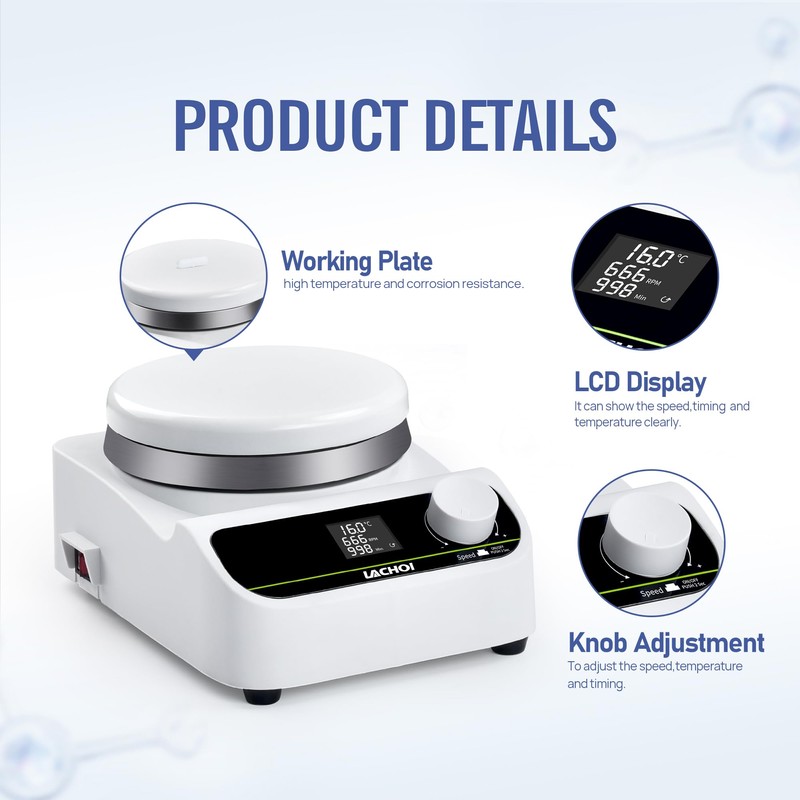 LACHOI Lab Hot Plate Stirrer Magnetic Stirrer LCD 280℃ 5L