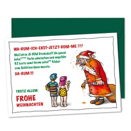 Very Funny XL Christmas Card Total Late – Christmas Greetings in Times of Climate Liver and Last Generation with Santa Claus in Stress and Totally Delayed – Greeting Card with Envelope (DIN A5)