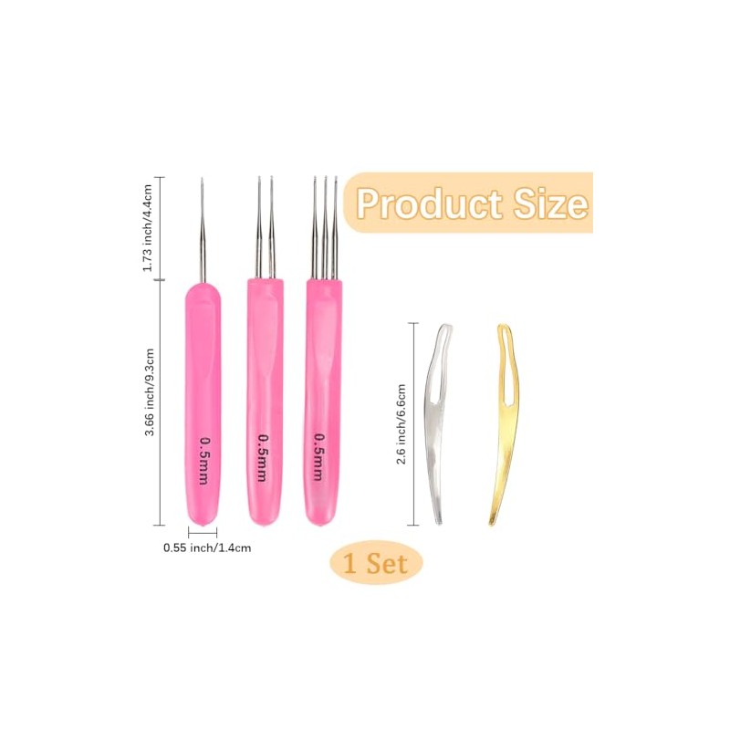 5Pcs Dreadlock Crochet Hooks for Hair 3 Hooks with Different