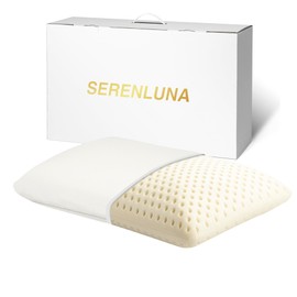 SerenLuna 100% Natural Talalay Premium Latex Pillow, Removable Cotton Cover Latex Bed Pillows for Sleeping (Soft, King Size)