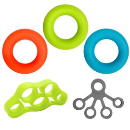 YSDYY Finger Wrist Strengthener Set, 3 Hand Grip Strengtheners and 2 Finger Resistance Bands for Exercise Stress Relief, Muscle Training, Sports, Rock Climbing, Fitness