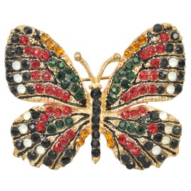 Gyn&Joy Red Black Color Crystal Rhinestone Butterfly Fashion Jewelry Pin Brooch BR030R