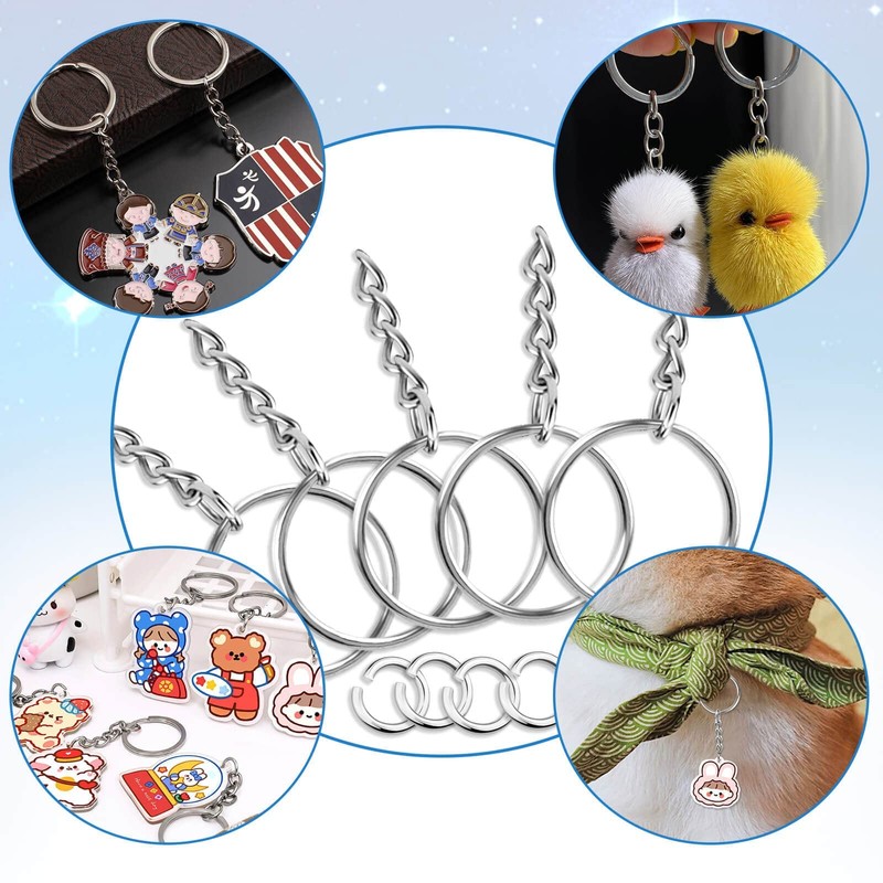 Paxcoo 50Pcs Keychains with Chain and 50 Pcs Jump Rings,