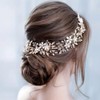 Abc Style Diadema Novia Dorada Flores para Pelo Fiesta Mujeres