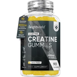 Creatine Gummies 3000mg for Men & Women - 90 Chewable Creatine Monohydrate Gummies (1 Month Supply) - Natural Lemon Flavoured Creatine - Pre Workout Gym Supplement (Not Creatine Monohydrate Tablets)
