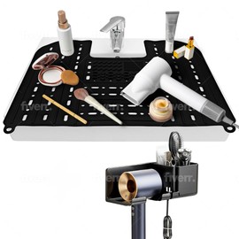Sink Cover for Counter Space and Hair Dryer Holder - Foldable Sink Cover - Sink Topper - Beauty Make Up Organizer for Bathroom Sink