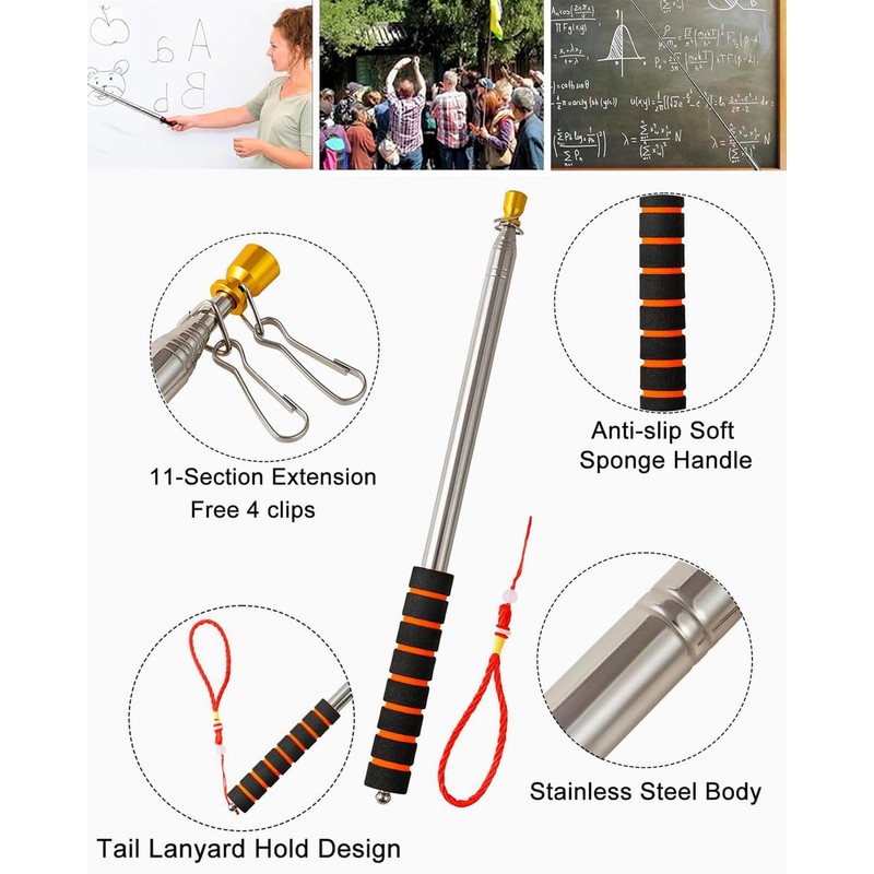 TPZORJX Telescopic Flag Pole, 2 m Telescopic Flagpole, Handheld Flagpole