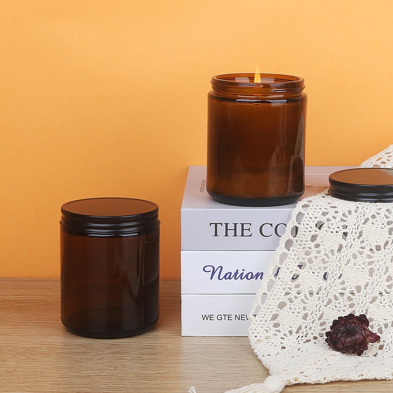MILIVIXAY 20 Pack 8 OZ Thick Glass Dark Amber Candle