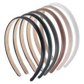 Sorcristy Headbands for Women Non Slip Thin Leather, Trendy Valentine's Day Cute Headbands for Girls，Simple Solid Color Soft PU Hair Bands，Fashion Women Hair Accessories(6PCS)