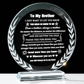 YWHL Gifts for Brother from Brother Sister, Best Birthday Gifts for Brother Adult from Sister, Laser Engraved Crystal Keepsake Big/Little Brother Gifts for Fathers Day Christmas Graduation
