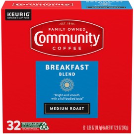 Community Coffee Breakfast Blend Ground Coffee, Medium Roast, 32 Pieces (Pack Of 4)