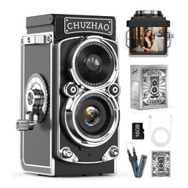 Kriogor Retro Mini Digital Camera, 1080P FHD 12MP Retro Digital Twin-Lens Camera, 1.54" Compact Cameras with Digital Zoom, Portable Canera for Teens Students Kids Boys Girls, 16GB Card