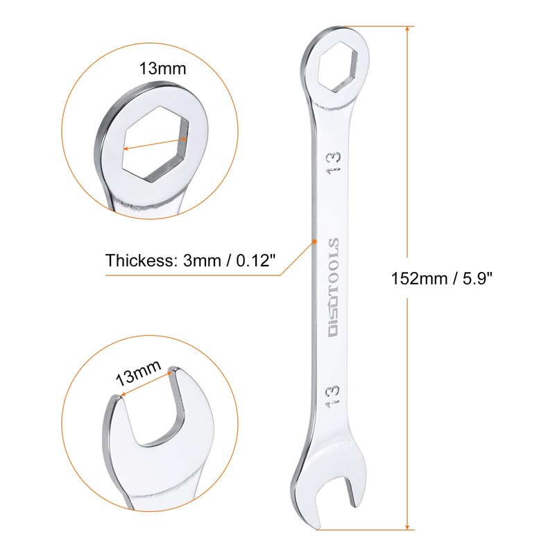 sourcing map Thin Combination Wrench Metric 13mm 6-Point Ended Box