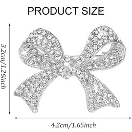 Lymizhuo 2 Pcs Elegant Crystal Bow Brooch Pin,Bow Brooch Vintage Crystal Large Bowknot Brooches,Rhinestone Brooch Pin,Vintage Big Knot Rhinestones Sparkly Brooches Lapel Ribbon Classic