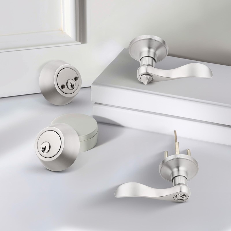 Brotima 3 Pack Exterior Door Lock Set,Double Cylinder Deadbolt with