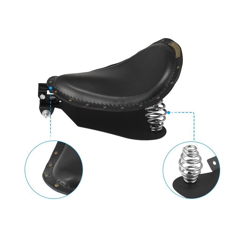 Motoforti Motorcycle Solo Driver Seat Saddle Cushion with Spring Base