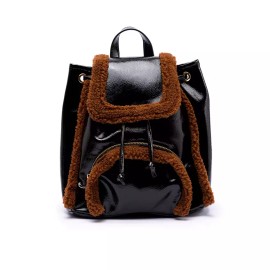 Skinnydip London Women's Scarlett Small Fluff Trim Backpack Black Brown 220024