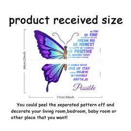 SUPERDANT Butterfly Wall Sticker Inspirational Wall Decals Positive Wall Stickers Quotes Purple Butterfly Stickers for Teenage Girl Bedroom Living Room Office Wall Decor
