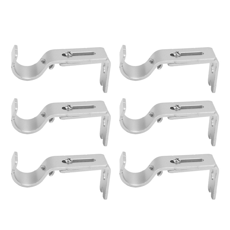 6PCS Curtain Rod Brackets Iron Adjustable Window Curtain Rod Support