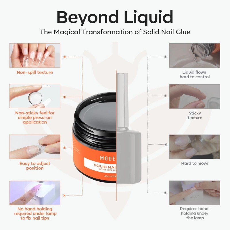 modelones Solid Nail Glue Gel for Acrylic Nails Tips, 30g