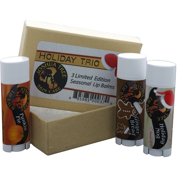 Joshua Tree Lip Balm - Holiday Trio Gift Set (Holiday Nogg, Ginger Bread and Punkin Pie)