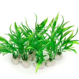 Comsun 10 Pack Artificial Aquarium Plants, Small Size 4 inch Approximate Height Fish Tank Decorations Home Décor Plastic Green