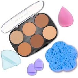 Kit de maquillaje Bissú Contour Palette  1 palicador  2 Aplicadores Dedos  esponja de maquillaje  esponja exfoliante (3 modelos) (02 Medio)           