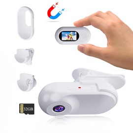 Xilecam Mini Action Camera 1080P with 32GB Card Sports Camera Bag Portable Body Camera Helmet Camera Vlogging Camera Multifunctional Accessories Mini Body Camera Pocket Camera (White)