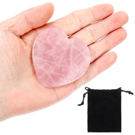 KFHENSOMR Rose Quartz Crystals 60 mm Heart Stone Large Healing Crystals Gifts for Women Natural Reiki Gemstone Polished Heart Shaped Rocks Meditation Valentines Gifts Hand-Polished