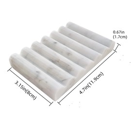 Jusmioke White Marble Soap Dish, Self Draining Soap Holder, Sponge Holder for Bathroom, Sink, Kitchen, Jewelry Ring Dish (Carrara White)