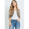 Miracle City Mocha Brown Crocheted Lace Bolero Shrug Size Small