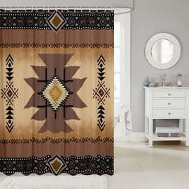 Feelyou Shower Curtain Kids Abstract Shape Print Bathroom Shower Curtain Set for Boys Teens Geometric Bath Curtain Waterproof Modern Art Brown Black Yellow Kids Bathroom Accessories 72"x72"