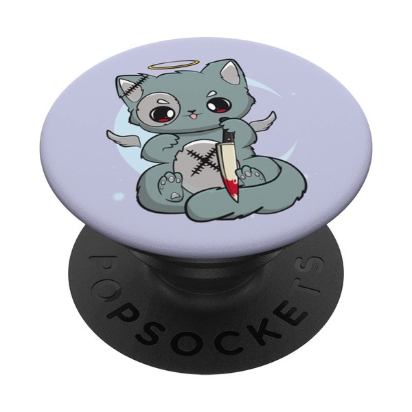 Chibi Anime Cat With Wings And Toy Knife For Horror