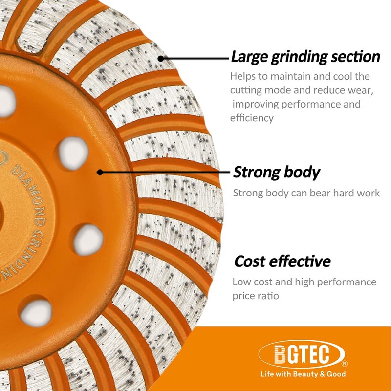 Diamond Cup Surface Grinding Wheel,BGTEC 100MM Turbo Row Concrete Diamond