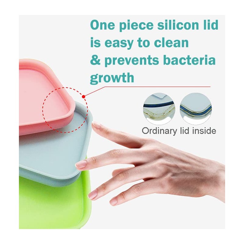 PrepSealer PrepCube Food Canister Silicon Lid Container - 3PC Set,