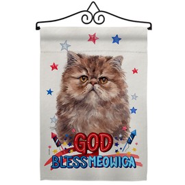 Breeze Decor Patriotic Persian Long Hair Garden Flag Set Wall Hanger Cat Kitten Meow Spoiled Paw Fur Pet Nature Farm Animal Creature House Banner Small Yard Gift Double-Sided, Made in USA