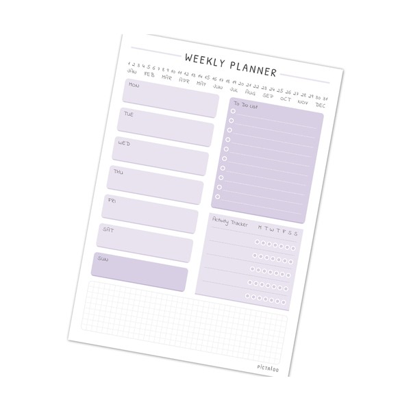 PICTALOO Weekly Planner to Do Pad with Activity Tracker and