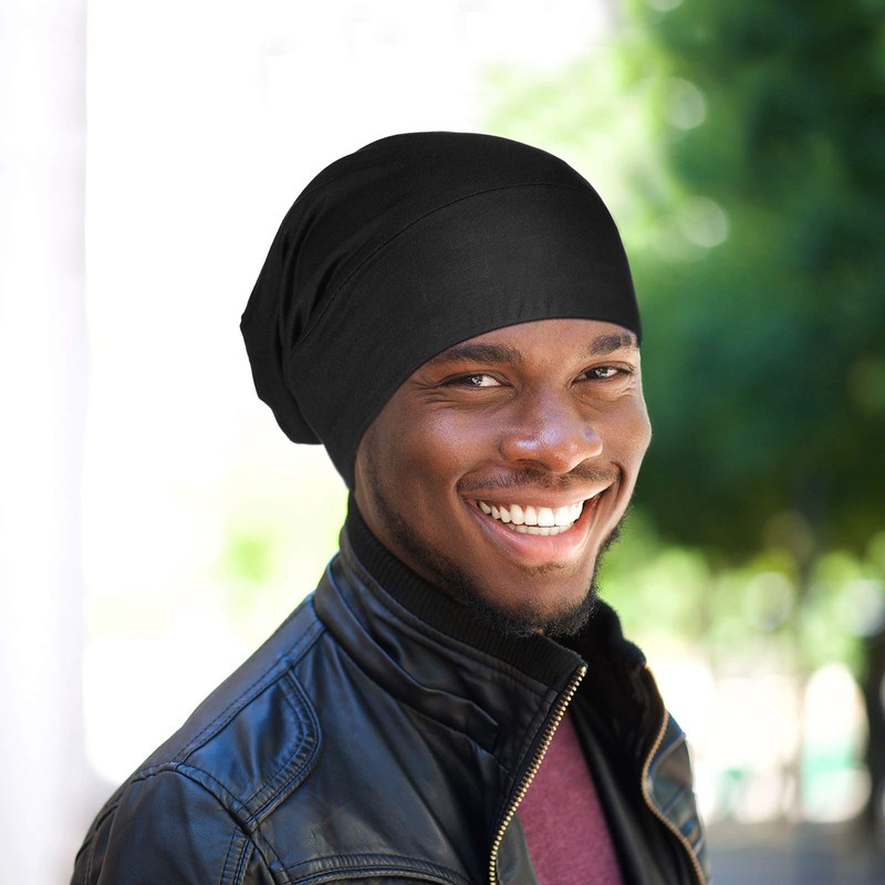 Geyoga 2 Pcs Silk Satin Bonnet for Sleeping Men Silk