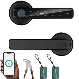 Smart Door Lock, 5-in-1 Fingerprint Door Lock, Automatic Smart Door Handle with APP Control/Fingerprint/IC Cards/Password/Backup Keys, Electronic Digital Locks Door Knob for Home Bedroom Hotel Office