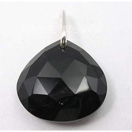 SilverStarJewel Colgante de ónix negro natural de plata 925, 2 cm, hecho a mano