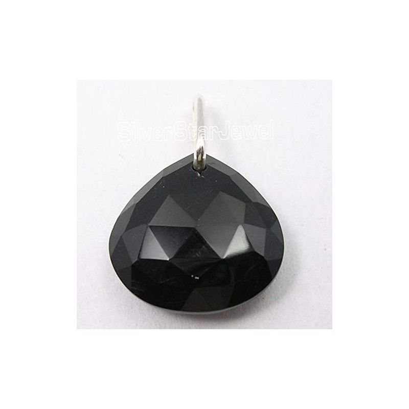 SilverStarJewel Colgante de ónix negro natural de plata 925, 2