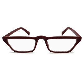 2SeeLife Half Eye Reading Glasses, Colorful Plastic Frame l Fully Magnified Lenses | Merlot Red, 3.00
